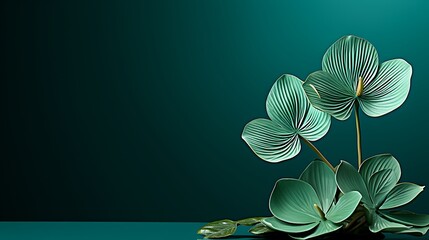 A vibrant green petal leaf positioned on a solid teal background, showcasing its natural brilliance and vitality