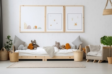 Serene Kids' Haven: Modern Minimalist Bedroom Design