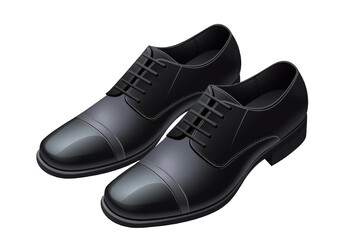 A pair of elegant black dress shoes with laces, perfect for formal occasions or business attire, showcasing classic style and sophistication.