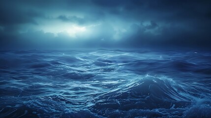 Fototapeta premium Mysterious midnight blue currents veiling a silent expanse