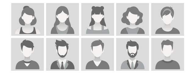 grayscale Default Placeholder Avatar user Profile. person icon, gender neutral silhouette, profile picture for unknown or anonymous individuals. man and woman portrait for social media profiles, icons