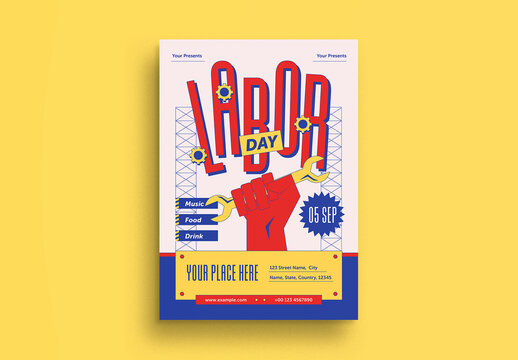 Blue Bold Modern Labor Day Flyer Layout