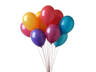 Colorful balloons isolated on transparent background, png