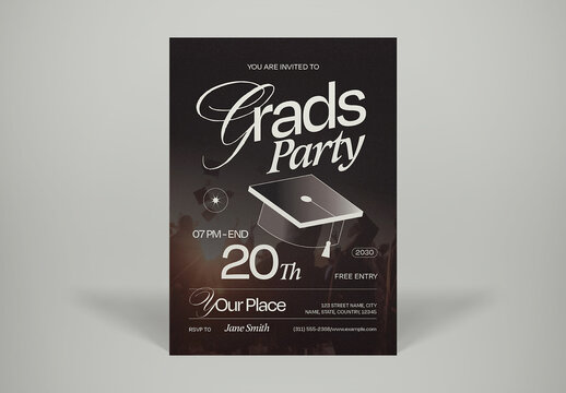 Black Modern Graduation Party Invitation