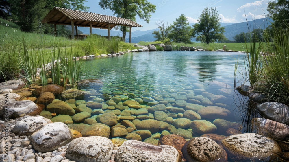 Wall mural water in a natural swimming pool