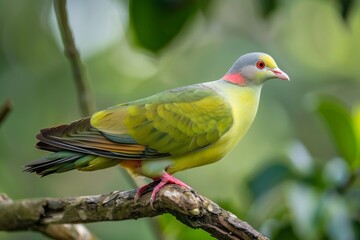 Naklejka premium Thick-billed Green Pigeon; Treron curvirostra, Beautiful bird in Thailand
