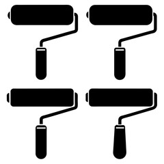 A set of paint roller icon black silhouette vector illustration on white background