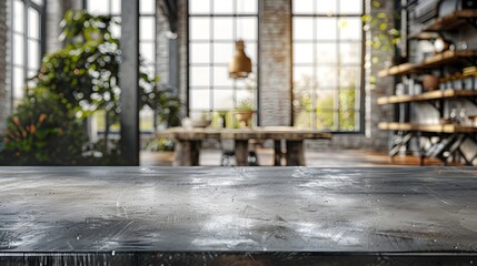 Modern Industrial Loft Metal Table for Contemporary Lifestyle Product Displays with Empty Copy Space