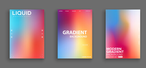 Fototapeta premium Set of vector gradient backgrounds in delicate pastel colors. For covers, greeting cards, invitations, social media, posters and other projects. For web and print.