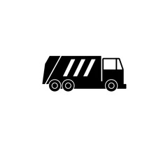 Garbage Loader Truck, Sanitary Vehicle Solid Flat Vector Icon Isolated on White Background.