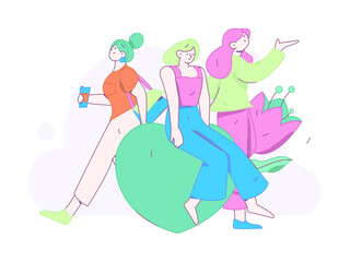 3.12 International Women's Day professional women flat character vector concept operation hand drawn illustration
