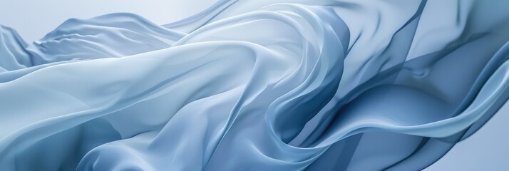 Obraz premium Elegant Blue Silk Fabric in Wave Pattern