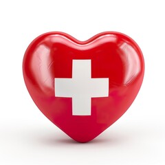 Obraz premium 3d heart with the Switzerland flag on it, white background