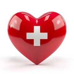 Obraz premium 3d heart with the Switzerland flag on it, white background