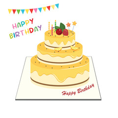 Birthday cake vector. Birthday party     element. Flat vector in cartoon style isolated on white background.