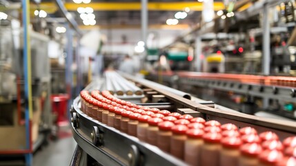 Obraz premium 7. Picture the fast-packed production line as a testament to the ingenuity of industrial engineering, where every component and process is meticulously designed to maximize throughput and minimize