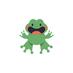 Funny baby frog vector cartoon illustration isolated on a white background.