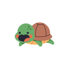 Funny baby turtle vector cartoon illustration isolated on a white background.