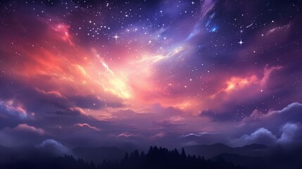 Naklejka premium Dreamy Nebula Clouds Abstract Space