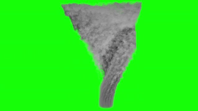 cyclone on green background. 3d animation of a cyclone. a moving cyclone. tornado visual effect