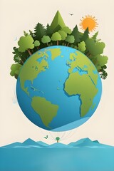 Save Earth, Save Green World, World Environment Day Concept Illustration With Copy Space.