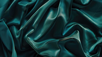 Obraz premium Luxurious Teal Satin Fabric with Elegant Drapes