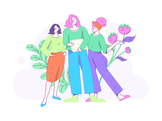 3.12 International Women's Day professional women flat character vector concept operation hand drawn illustration
