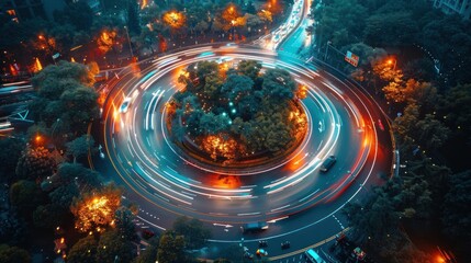 Obraz premium point of view roundabout at city 
