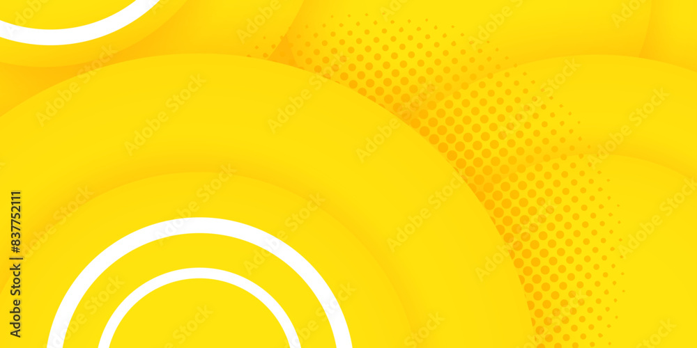 Poster a bright yellow abstract background, creating a vibrant and cheerful mood. multiple overlapping circ