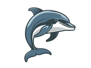 Obraz premium Cartoon illustration of a dolphin jumping out of the water.