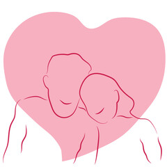 Sketch love concept minimal couple in love drawing line art couple lovely drawn together line love concept with white ioslated background. Abstract,vector,illustration.