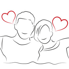 Sketch love concept minimal couple in love drawing line art couple lovely drawn together line love concept with white ioslated background. Abstract,vector,illustration.