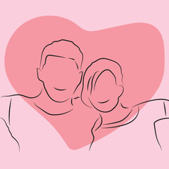 Sketch love concept minimal couple in love drawing line art couple lovely drawn together line love concept with white ioslated background. Abstract,vector,illustration.