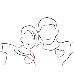 Sketch love concept minimal couple in love drawing line art couple lovely drawn together line love concept with white ioslated background. Abstract,vector,illustration.