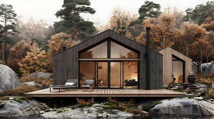 Serene Scandinavian Timber Cabin Embracing the Natural Landscape