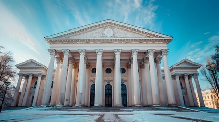 Fototapeta premium Majestic Neoclassical Government Building with Grandiose Columns and Dome Exemplifying Civic Authority
