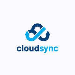 Cloud sync circular arrow logo