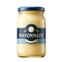 Mayonnaise bottle with label isolated on white transparent