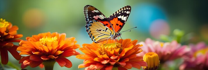 Obraz premium Vibrant Butterfly Perched on Blooming Flower Capturing Intricate Wing Details
