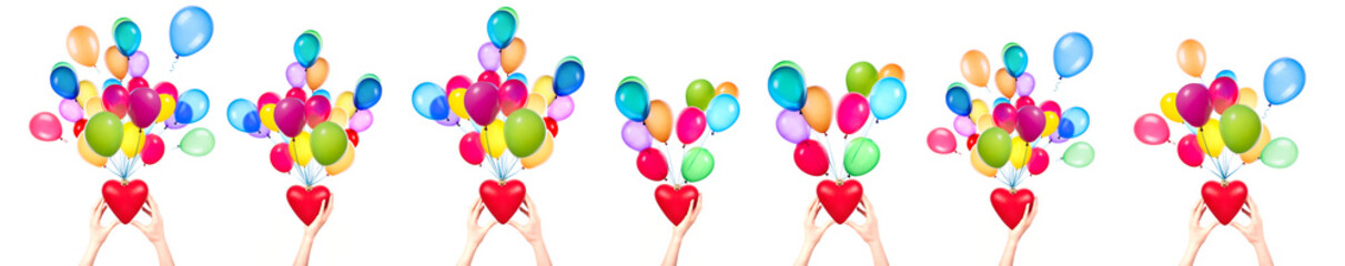 Colorful balloons and heart gift boxes create festive atmosphere for celebration