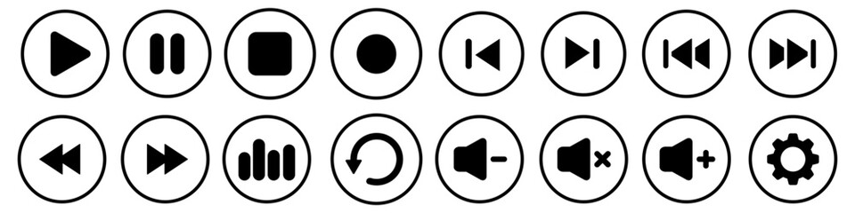 Play button vector icon. Media player control iconsillustration set.  © Denys