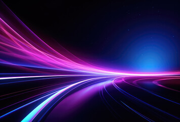 Futuristic Neon Light Trails in Dark Space