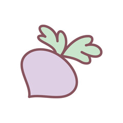 Cute beet icon. Hand drawn illustration of a beetroot isolated on a white background. Vector 10 EPS.
