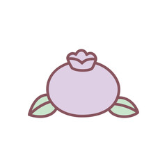 Cute blueberry icon. Hand drawn illustration of a berry isolated on a white background. Kawaii sticker. Vector 10 EPS.