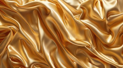 Luxurious Golden Silk Fabric with Rich Folds