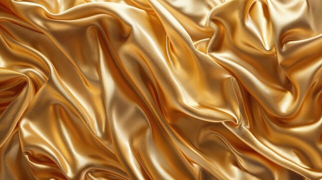 Luxurious Golden Silk Fabric with Rich Folds