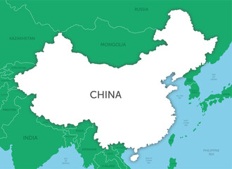 China white map colorful paper cut style