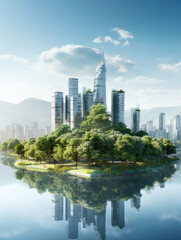 Obraz premium Futuristic Cityscape with Lush Green Park