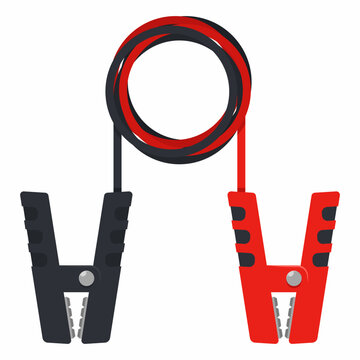 Car jumper cable vector cartoon illustration isolated on a white background.