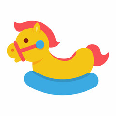 Children's rocking horse vector cartoon illustration isolated on a white background.